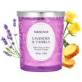 thumbnail image 2 of M&SENSE Lavender Vanilla Candles, 18oz Wooden Wick Strong Scented Candle, 100 Hours Slow Burning No Toxin Natural Soy Wax, Calm Relaxing Sleep Home Fragrance, 2 of 8