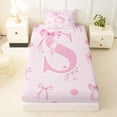 thumbnail image 3 of Erosebridal Letter Monogrammed S Pink Bow Twin Sheet Sets 3pcs,Floral Cherry Blossoms Bedding,Breathable Home Decor, 3 of 5