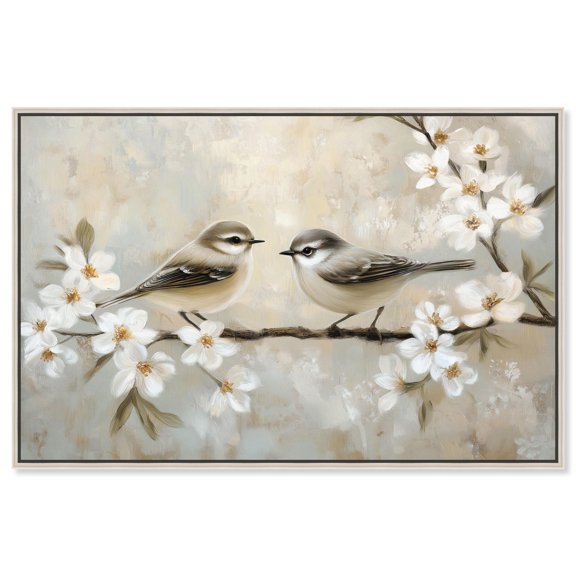 Delicate Birds Canvas Farmhouse Art by Art Remedy, Silver Frame, 15" x 10"