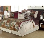 Plaid Bear King Comforter 3 Piece Bedding Set Rustic Cabin Lodge
