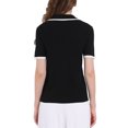 thumbnail image 3 of INSPIRAR CHIC Blusa de verano de manga corta de doble botonadura de color contrastante para mujeres M Negro, 3 of 4