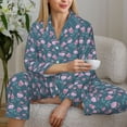 thumbnail image 6 of Honeii Tulips Flowers print Women's Pajama Sets Long Sleeve Button Down Sleepwear Nightwear Soft Pjs Lounge Sets-Small, 6 of 7