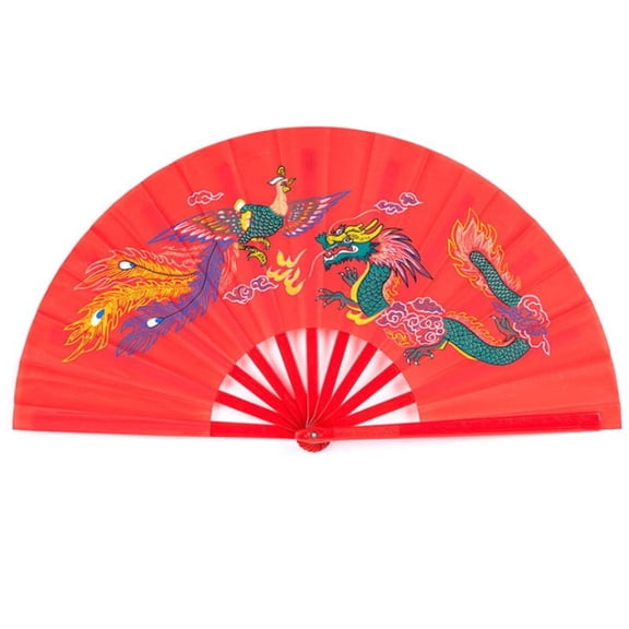 Chinese Kung Fu Fan Tai for Chi Martial Arts Dragon Phoenix Plastic Handheld Fol