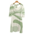 thumbnail image 6 of Abstract Green Wavy Pattern Design Flare Dress Square Neck Dress Elegant Female Fashion Printed Dress, 6 of 9