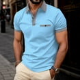 thumbnail image 2 of Sngxgn Men's Short Sleeve Cotton Polo Shirt in Classic Fit(Blue,XXXL), 2 of 4
