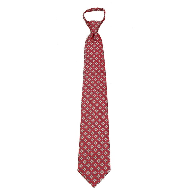 Basilio Mens Red Pattern Designer Zipper Zip Up Necktie Ties