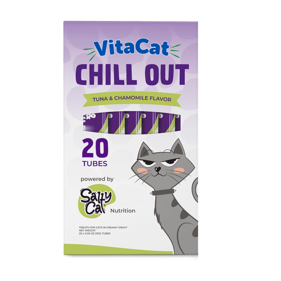 VitaCat by Salty Cat Chill Out Functional Tuna & Chamomile Creamy Cat Treats, 300g (20 × 15g)