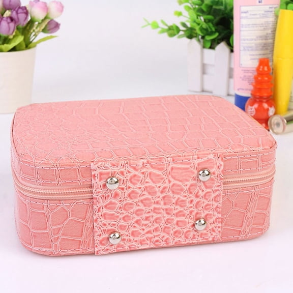 LOLIPPYY Handheld Makeup Case Pink PU Storage for Women 1Set