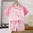 thumbnail image 2 of mgoYE Toddler Summer Outfits Toddler Girls Summer Outfit Cotton Top and Shorts Clothing Set|Pink 9-18 Months, 2 of 4