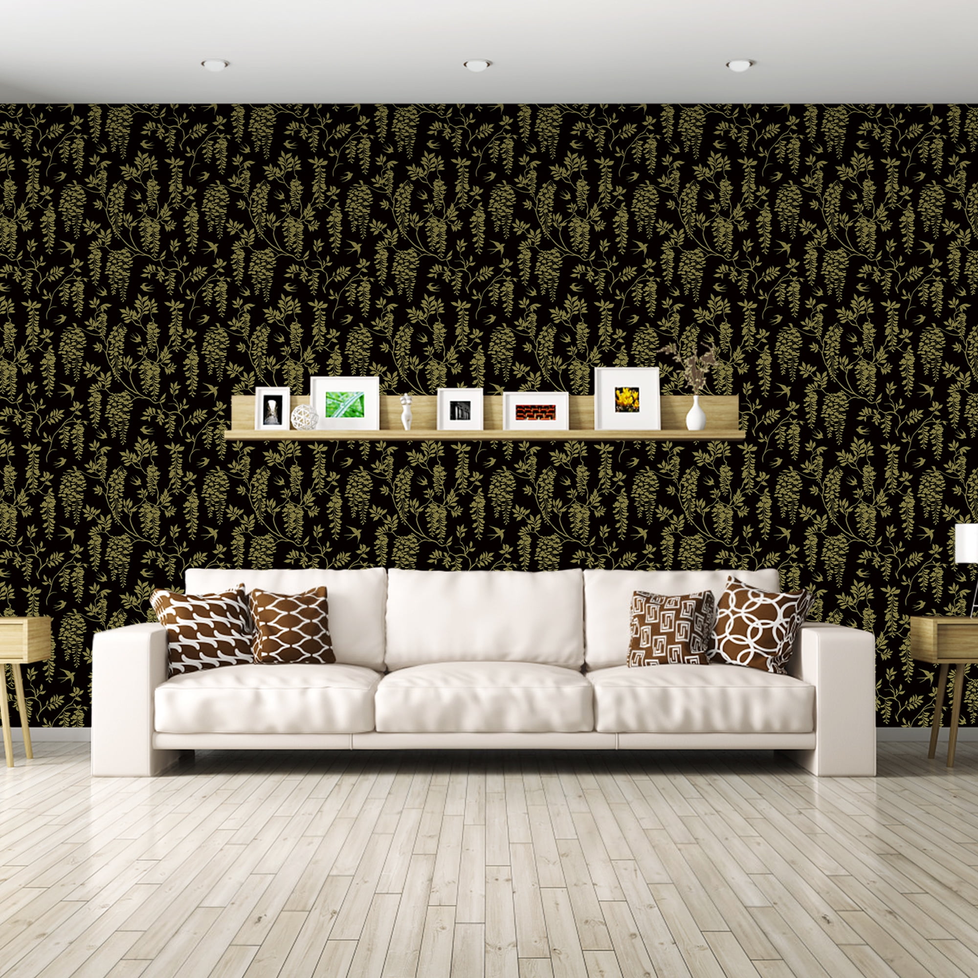 UMIGGEE Floral Wallpaper Peel and Stick Flower Black Wall Paper Self Adhesive Wallpaper 17.7-in x 118-in Contact Paper Removable Wallpaper for Home Decor Wall Covering Old Furniture Renovation