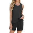 thumbnail image 1 of Women's Spring and Summer Round Neck Sleeveless Ribbed Short Vest Suit - Casual with Pocket, 1 of 5