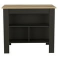 thumbnail image 6 of Kitchen Island with Three Concealed Shelves, 40.5" Wide Rustic Style Mobile Kitchen Cart in Black/Light Oak/Multicolor, 6 of 8