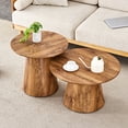 thumbnail image 1 of 2-Piece Nesting Coffee Table & Side Table Set, 19.6" H x 18.8" & 23.6" D x 13.8" H, MDF Pedestal Tables with Rounded Edges, Mix & Match Option for Bedroom & Living Room., 1 of 25