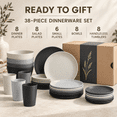 thumbnail image 5 of Homienly Dishware Set, 38-Piece Wheat Straw Dinnerware Set for 8, Plastic Plates Bowls & Cups, Stackable Microwave Safe Dishware, Plates and Bowls Set, Black Grey, 5 of 8