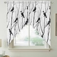 thumbnail image 2 of Black Branches Birds Swag Curtains for Kitchen/Bedroom/Living Room, Modern Abstract Forest Silhouettes Scalloped Curtains 63 Inch Long, Window Swag Topper Curtains Valances 2 Panels Set 36"x63", 2 of 8