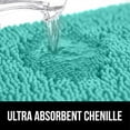 thumbnail image 4 of Plush Absorbent Shaggy Chenille Bath Rug Mat for Toilet Base with Rubber Backing, Machine Washable, Microfiber Bathroom Contour Mats for Toilets, Bath Decor, Square, 22.5x19.5, Turquoise, 4 of 6
