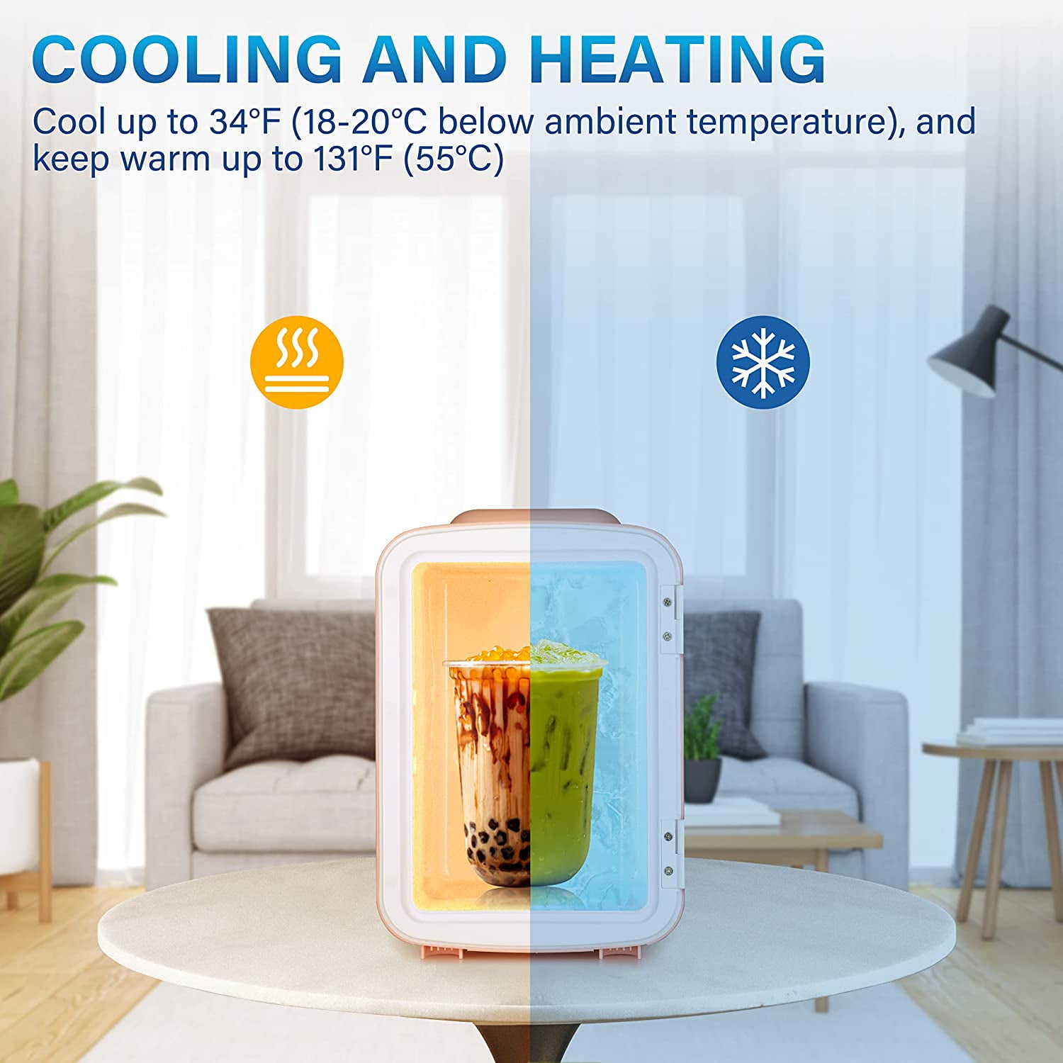 MY  Mini Fridge, 4L/6 Can Portable Cooler & Warmer Freon-Free Small Refrigerator, Provide Compact Storage for Skincare, Beverage, Food, Cosmetics for Bedroom, Office, Dorm, Black