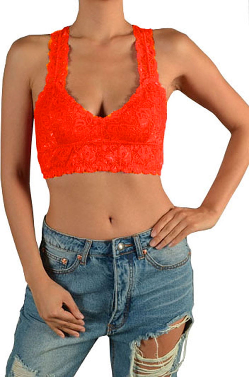 red lace bralette crop top