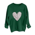 thumbnail image 7 of ibuvkizy Womens Sweatshirts Valentines Day Love Heart Round Neck Lover's Love Print Sweatshirt Long Sleeved Pullover Top/shirt Green,S, 7 of 7