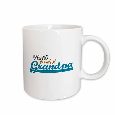 Great Gifts For Grandfathers 3dRose Worlds Greatest Grandpa - Best Grandfather in the world - Great Grandpop gifts - blue text, Ceramic Mug, 11-ounce ()