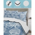 thumbnail image 3 of Quilts Queen Size Bedding Set, Blue Coastal Reversible Summer Quilt 3 Pieces, Nautical Coral Starfish Shell Octopus Sea Lightweight Bedspreads Coverlets with 2 Pillow Shams for All Seasons, 3 of 5
