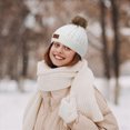 thumbnail image 2 of NOLDARES Girls Boys Winter Hat Children's Warm Knitted Earflaps Beanie with Pom Pom Thicken Fleece Lining Cap for Kids(K166-White), 2 of 6