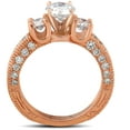 thumbnail image 3 of Pompeii 2ct Three Stone Vintage Diamond Engagement Ring 14k Rose Gold  (G/H,SI2-I1), 3 of 3