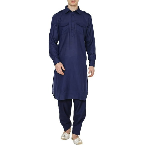 Royal Kurta Men's Linen Pathani Suit