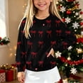 thumbnail image 2 of Christmas Kids Sweater Girls Crewneck Sweatshirt Long Sleeve Pullover Knit Tops,Relaxed Warm For Festival School Wear,Black,14-15 Years, 2 of 6