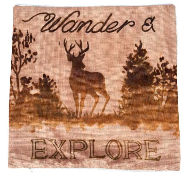 Funda de cojín decorativa, funda de cojín con estampado dúplex, tamaño 45 x 45 cm, "diseño de ciervo"