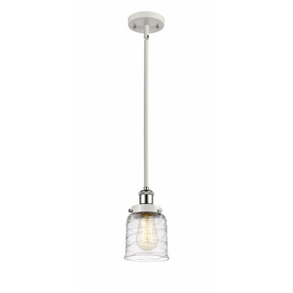 916-1S-WPC-G513-Innovations Lighting-Bell - 1 Light Stem Hung Mini Pendant In Industrial Style-10 Inches Tall and 5 Inches Wide-White/Polished Chrome