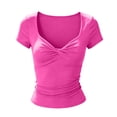 thumbnail image 7 of Kezqiaxn Summer Tops for Women Elastic Short Sleeve V-Neck Loose Shirts Business Dressy Work Blouses Women's Clothing, 7 of 7