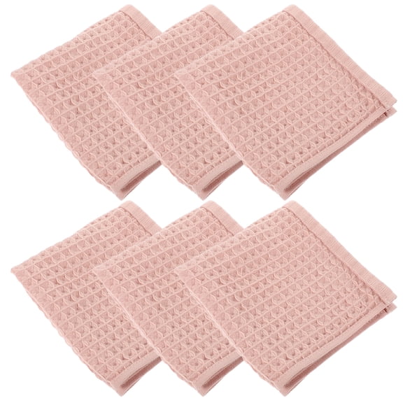 TOYMYTOY Kitchen Towel Set Pink Cotton Waffle Weave Soft Comfortable Highly Absorbent 6Pcs