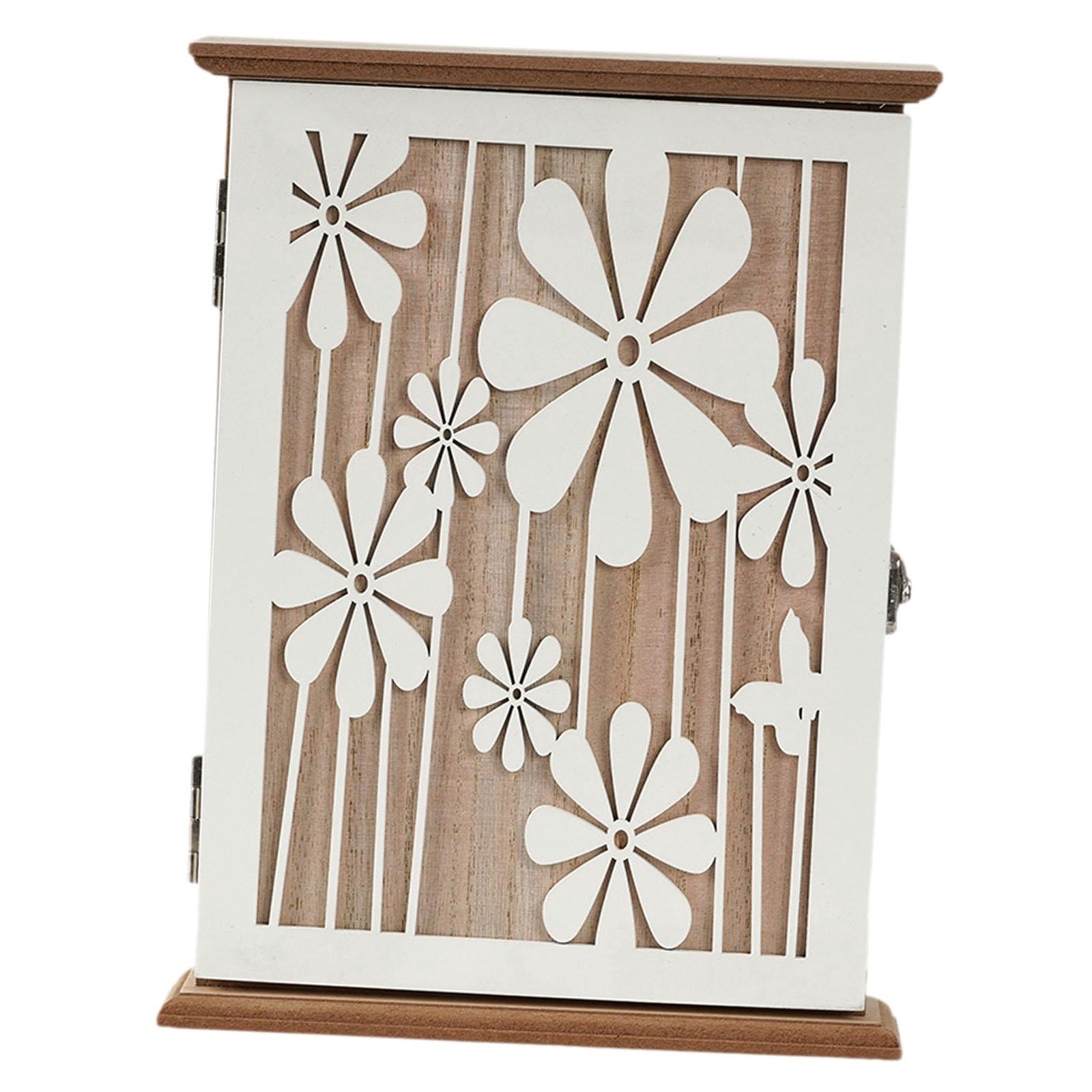Key Box Key Holder Key Rack Solid Wood with 6 Metal Hooks for Entryway Offices Homes Wall Decor