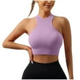 thumbnail image 1 of VSSSJ Women's Crop Tank Tops Ribbed Solid Color Basic Sleeveless Vest Casual Halter Neck Slim Fit Y2K Cropped Tops Purple M, 1 of 3