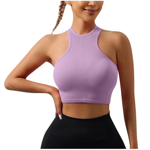 BLCHUNen Workout Tank Tops Woman High Neck Racerback Slim Tanks Summer Quick Dry Crop Workout Running Stretchy Tops