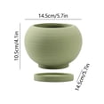 thumbnail image 3 of DefiDgd Ceramic Striped Round Planter With Drainage Tray,Minimalist Style Flower Pot for Succulent Plants Bouquet Floral Desktop Home Office Balcony Indoor Outdoor Garden Decor(Light Green), 3 of 6