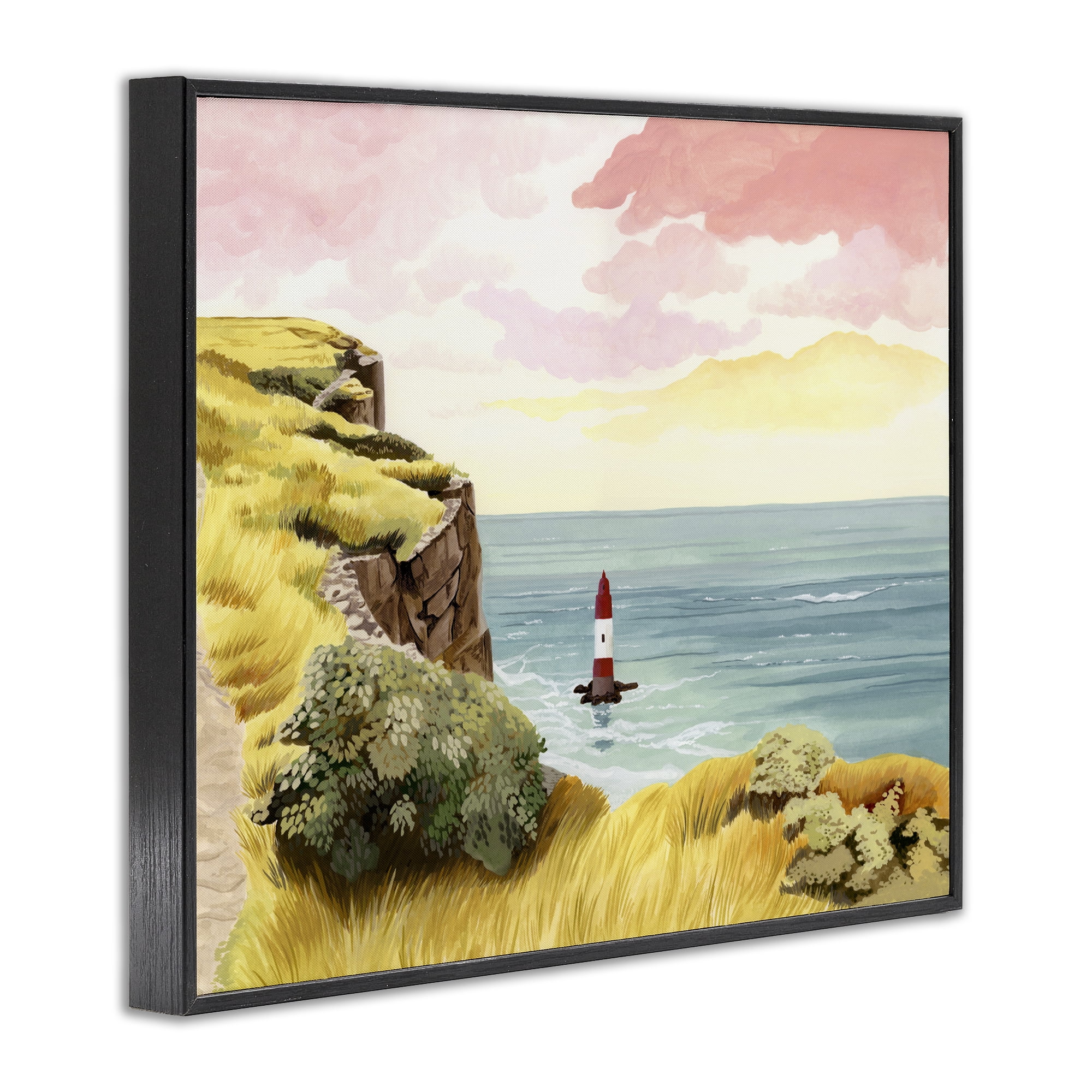 Beachy Head Lone Lighthouse Black Framed Giclee Art, design by Courtney Haley