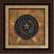 Framed Texas Seal with Star Background Shadowbox | 3D-Effect Seal in Double Mat | 21L X 21W" Inches