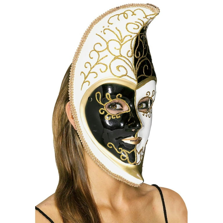 Bandit lidenskabelig tobak Adult Black and White Venetian Moon Mask - Walmart.com