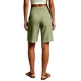 thumbnail image 4 of Bermuda Shorts for Women with Pockets Knee Length Elastic Waisted Long Shorts Casual Workout Side Tie Shorts with Pockets Light Green M, 4 of 7