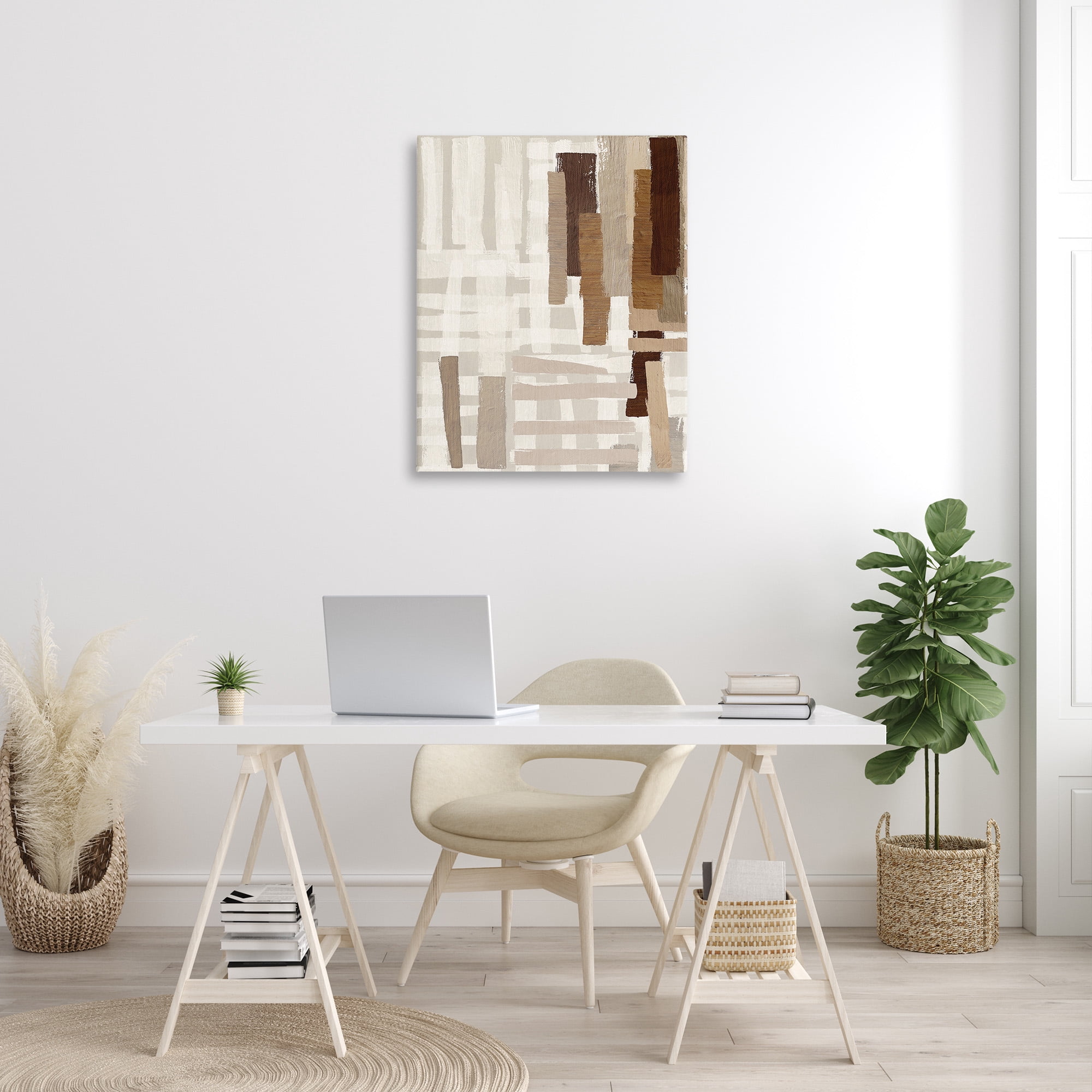 Stupell Industries Rustic Hatched Pattern Abstract Painting Gallery Wrapped Canvas Art Print Wall Art, 30 x 40