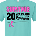 thumbnail image 4 of Inktastic Breast Cancer Survivor 20 Years and Running with Pink Ribbon T-Shirt, 4 of 5