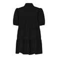 thumbnail image 5 of Womens Dress Summer Buttons Down Puff Short Sleeve Ruffle Hem Tunic Loose Mini Dress, 5 of 6