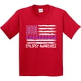 thumbnail image 3 of Inktastic Epilepsy Awareness Purple Ribbons and Flag Youth T-Shirt, 3 of 5