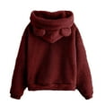 thumbnail image 4 of Womens Sweatshirts Women's Solid Color Sweatshirt Womens Hoodies Cute Bear Ears Hooded Sweatshirts Coat Warm Pullover Tops Casual Loose Fall Outwear, 4 of 6