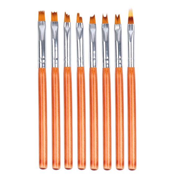 8 pinceles para uñas con mango de madera, para dibujar flores en gel UV, para manicura y esmalte de uñas.