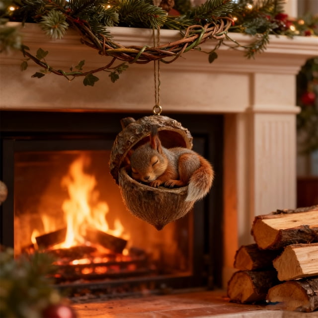 Adornos de bellota de animales del bosque, acogedores adornos navideños de bosque, decoración para árbol de Navidad, piña personalizada con sombrero de paja de hoja de arce, adornos colgantes de cria