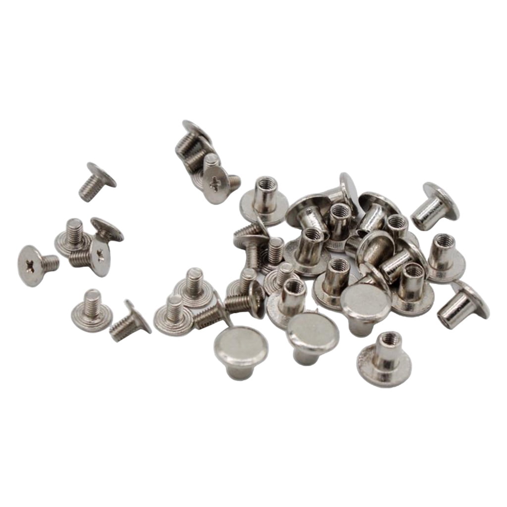 6x 5mm silver Chicago bookbinding interscrews posts and screws 