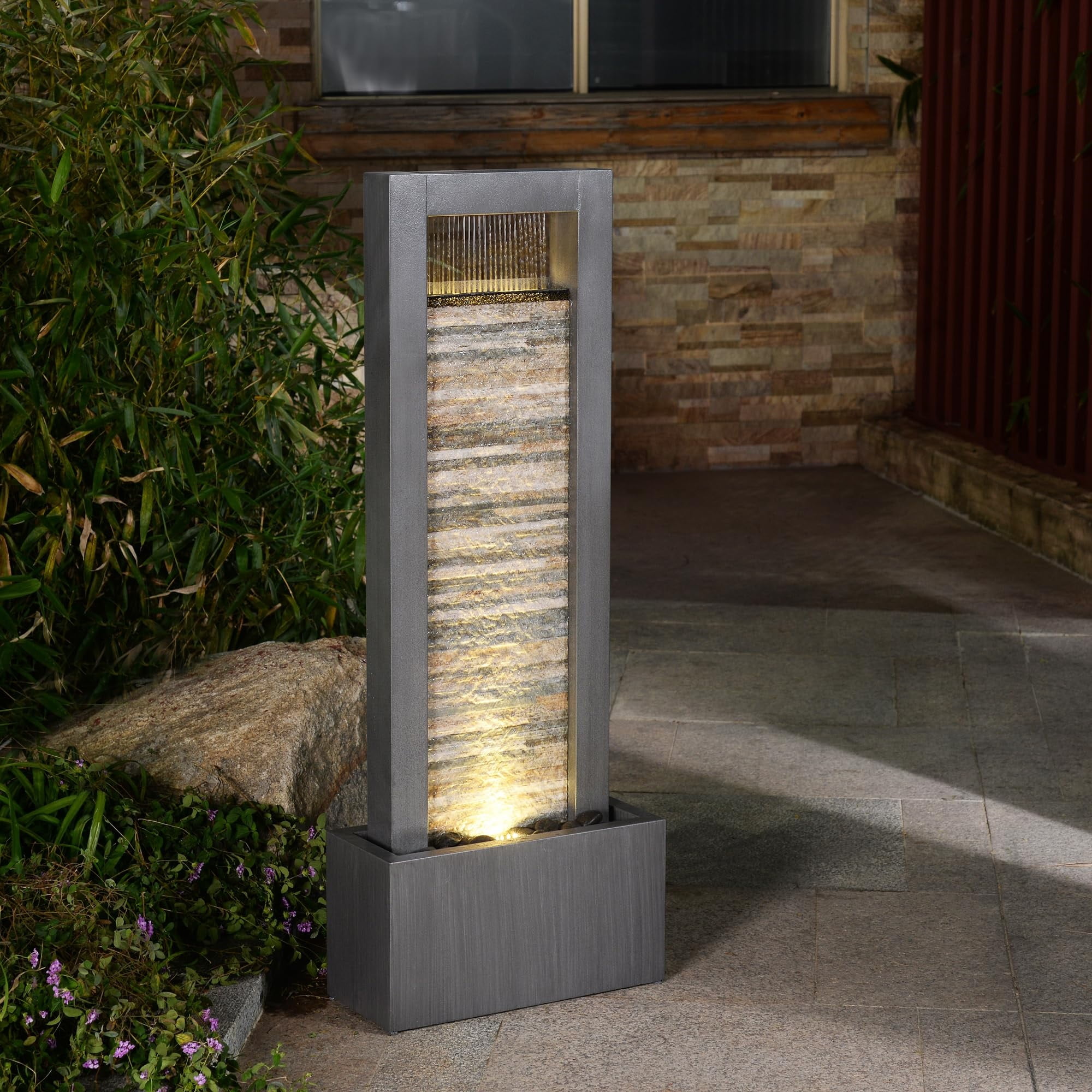 Hi-Line Gift Ltd. Tall Multi Level Water Tier Zinc Metal Stacked